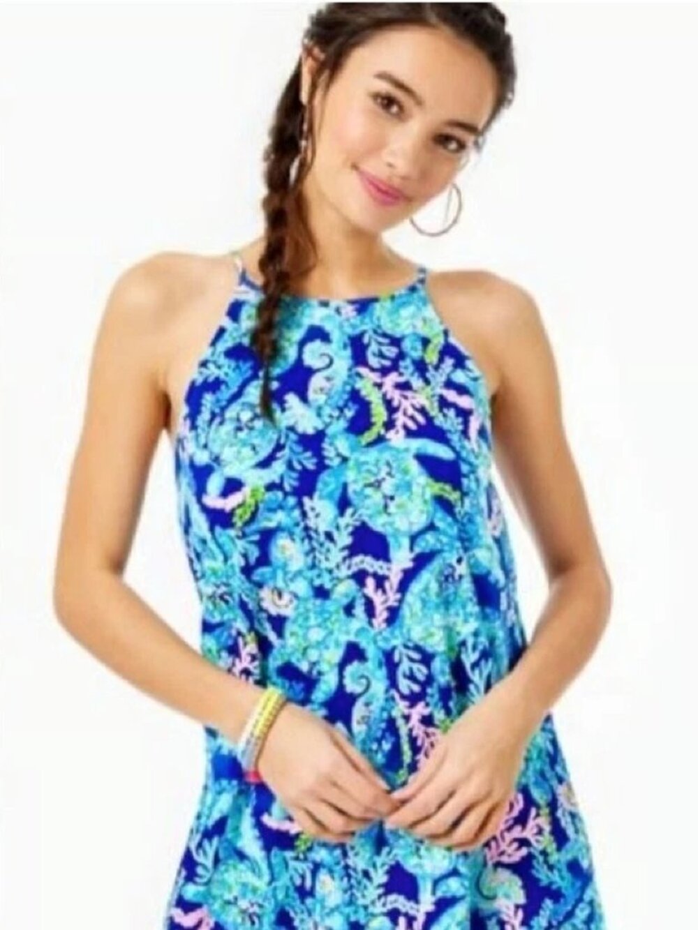 Lilly Pulitzer Margot Swing Dress Corsica Blue Turtle Villa Medium EUC